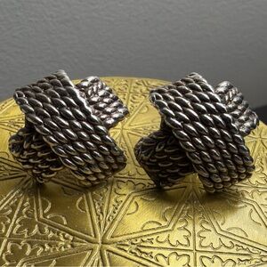 Bat Ami Sterling Silver 925 Rope Cross X Earrings Vintage